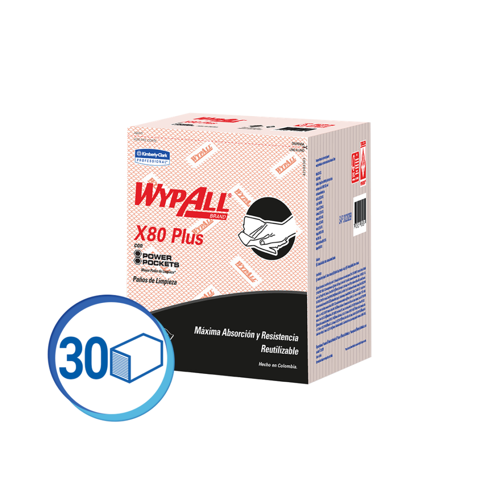 KCP Paños WYPALL X80 Rojo 30u (30228269)