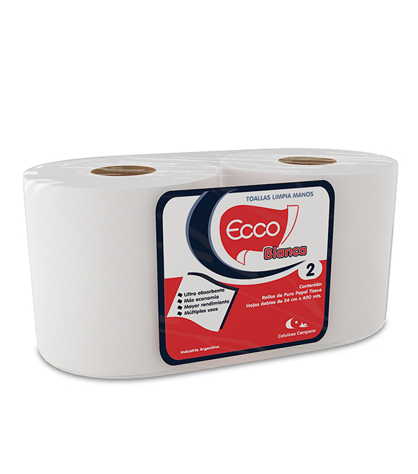 Bobina papel doble hoja Ecco 2x400m (Campanita)